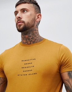 Футболка с принтом списка городов ASOS DESIGN - Рыжий