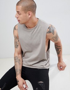 Свободная бежевая майка с глубокими проймами ASOS DESIGN - Бежевый