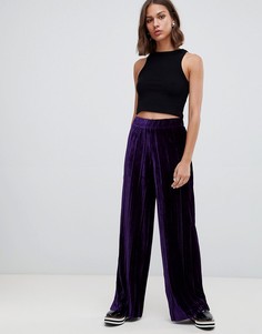 Плиссированные бархатные брюки с широкими штанинами b.Young - Фиолетовый