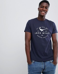 Jack Wills Baysglass large pheasant logo t-shirt in navy - Темно-синий