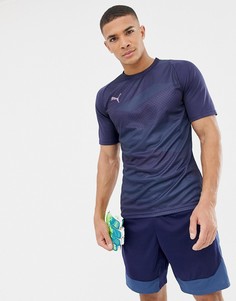 Темно-синяя футболка с принтом Puma Football 655781-03 - Темно-синий