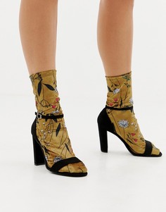 Бархатные носки с цветочным узором ASOS DESIGN - Желтый