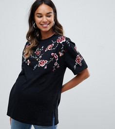 Футболка с вышивкой ASOS DESIGN Maternity - Черный