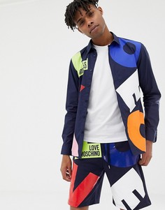 Рубашка с принтом Love Moschino - Темно-синий