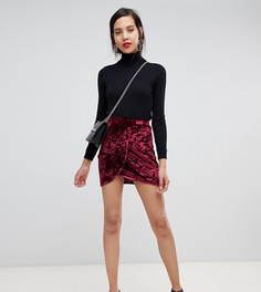 Бархатная мини-юбка с запахом ASOS DESIGN Tall - Красный