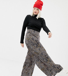 Широкие брюки со звериным принтом ASOS DESIGN Curve - Мульти