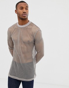 Серый длинный свободный лонгслив ASOS DESIGN - Серый