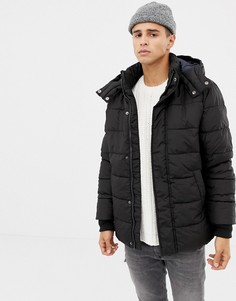 Черный пуховик с капюшон United Colors Of Benetton - Черный