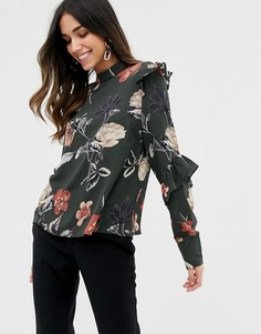 Топ с оборкой и цветочным принтом Vila - Мульти