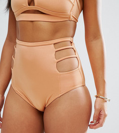 Плавки бикини с высокой талией и вырезами эксклюзивно для ASOS FULLER BUST - Золотой