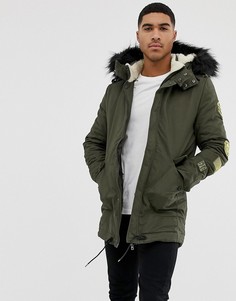 Парка цвета хаки с нашивками Illegal Club - Зеленый