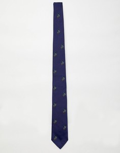 Темно-синий узкий галстук с принтом зебры Paul Smith - Темно-синий