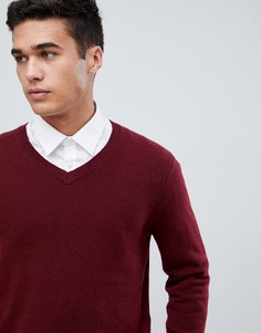 Бордовый джемпер с V-образным вырезом ASOS DESIGN - Красный