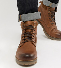 Светло-коричневые кожаные ботинки на шнуровке ASOS DESIGN - Рыжий