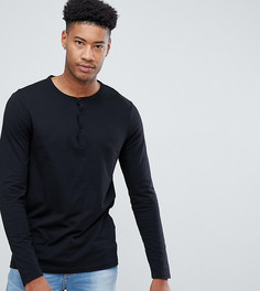 Черный лонгслив с воротом на пуговицах ASOS DESIGN Tall - Черный