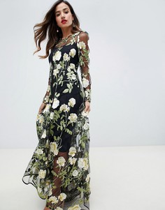 Платье макси с цветочной вышивкой ASOS EDITION - Мульти
