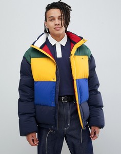 Темно-синий oversize-пуховик колор блок Tommy Jeans - Темно-синий