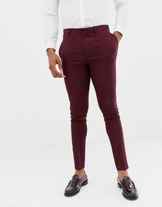 Бордовые супероблегающие фактурные брюки ASOS DESIGN Wedding - Красный