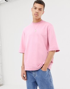 ASOS WHITE oversized tshirt in heavyweight pink sweatshirt fabric - Розовый
