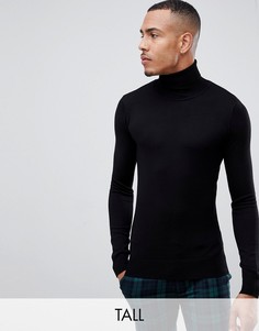 Обтягивающий джемпер с высоким воротом Gianni Feraud Tall premium - Черный