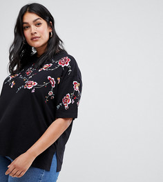 Футболка с вышивкой ASOS DESIGN Curve - Черный