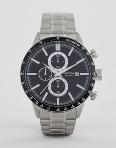 Sekonda 1375 chronograph watch with black dial and silver strap - Серебряный