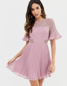 Платье мини с кружевной вставкой ASOS DESIGN - Розовый