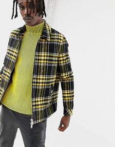 Желтая куртка на молнии в клетку ASOS DESIGN - Желтый