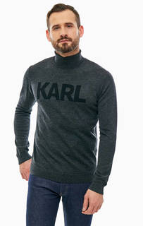 Шерстяной водолазка серого цвета Karl Lagerfeld