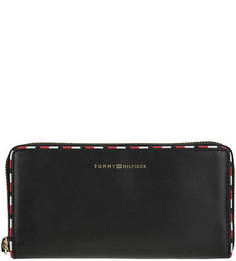 Кожаный черный кошелек на молнии Tommy Hilfiger