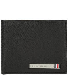 Черное кожаное портмоне с одним отделом для купюр Tommy Hilfiger