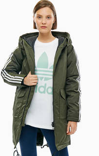 Парка из хлопка цвета хаки с пуховым утеплителем Adidas Originals