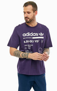 Фиолетовая футболка из хлопка с принтом Adidas Originals