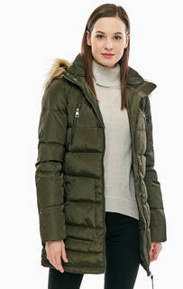 Пуховик цвета хаки с утепленным капюшоном Vero Moda