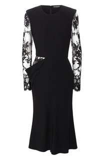 Приталенное платье с кружевными рукавами Alexander McQueen