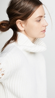 TSE Cashmere Cashmere Turtleneck with Braided Cording Sleeves