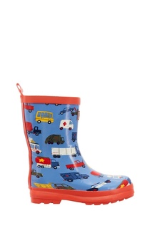 Голубые резиновые сапоги с машинками Hatley