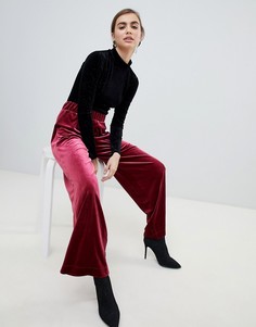 Красные бархатные брюки Monki - Красный