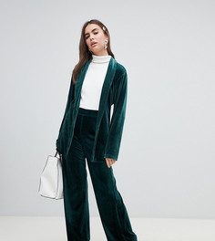 Зеленые бархатные широкие брюки Monki - Зеленый