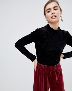 Черный бархатный топ Monki - Золотой