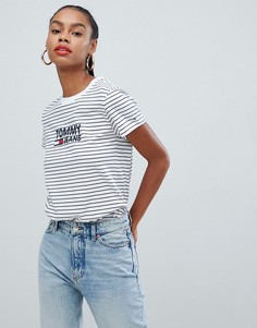 Футболка в полоску с логотипом-флагом Tommy Jeans - Темно-синий