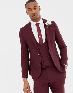 Бордовый супероблегающий фактурный пиджак ASOS DESIGN Wedding - Красный