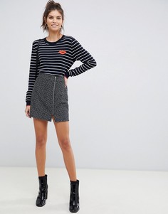 Мини-юбка из трикотажного букле с молнией ASOS DESIGN - Мульти