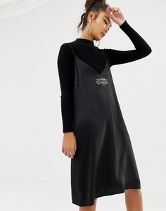 Платье на основе переработанного полиэстера с бретельками и логотипом Cheap Monday Rite - Черный