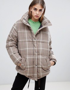 Дутая куртка в клетку Bershka - Мульти