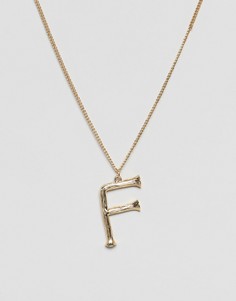 Золотистое ожерелье с подвеской в виде буквы F DesignB London - Золотой