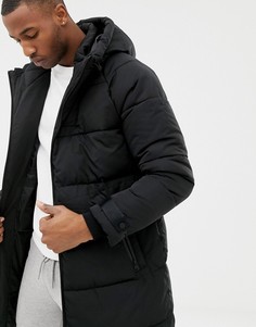 Удлиненная черная дутая куртка Bershka - Черный