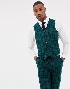Приталенный жилет в клетку тартан ASOS DESIGN Wedding - Зеленый