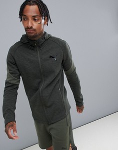 Худи цвета хаки Puma Training EvoStripe - Зеленый