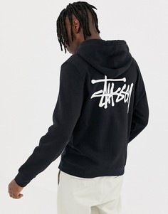 Худи черного цвета с принтом на спине Stussy - Черный